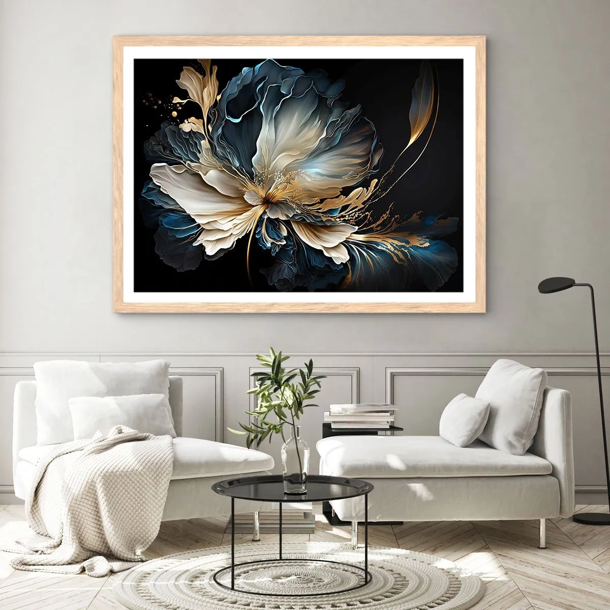 Een poster in een licht eiken lijst - Sprookjesachtige varenbloem - 40x30 cm