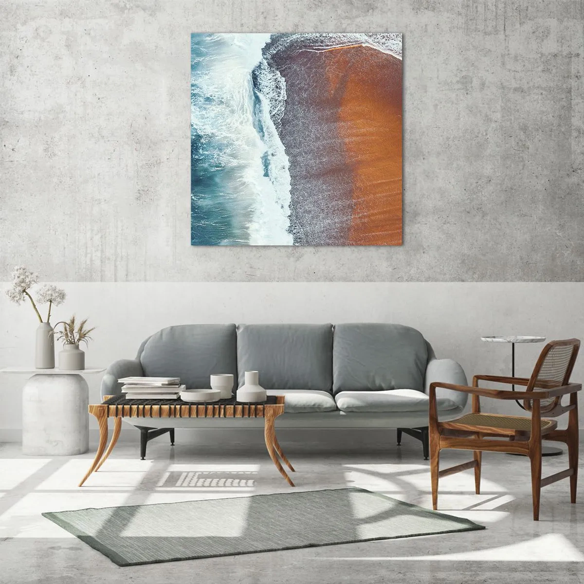 Schilderen op glas - Aanraking van de oceaan - 70x70 cm