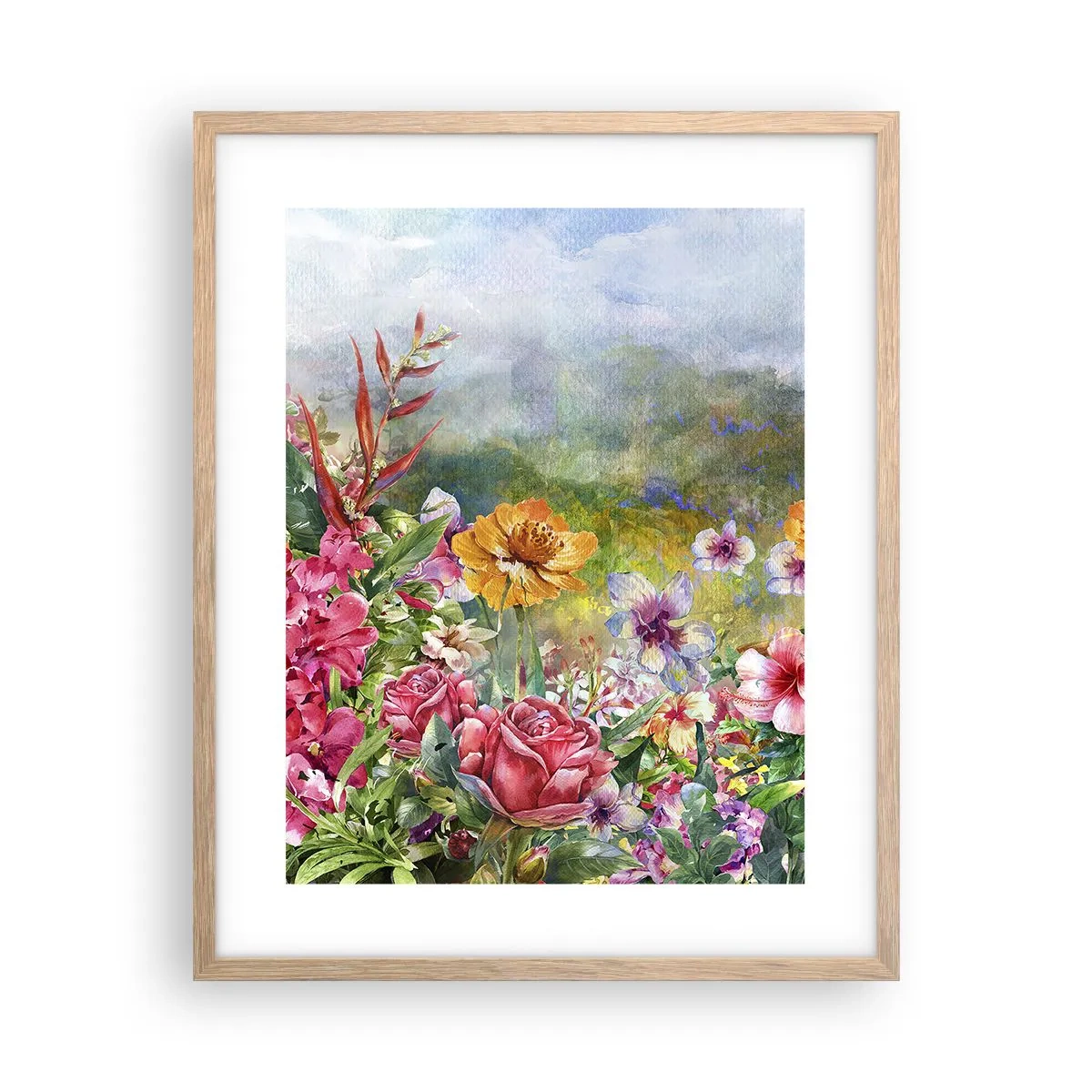 Een poster in een licht eiken lijst - Een tuin die gek is geworden - 40x50 cm