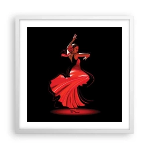 Poster in een witte lijst - De vurige geest van flamenco - 50x50 cm