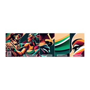 Fotobehang Monster Zelfklevend Deluxe Sticker - In het ritme van het hart - Kubisme, Stel, Dans - 100x30 cm