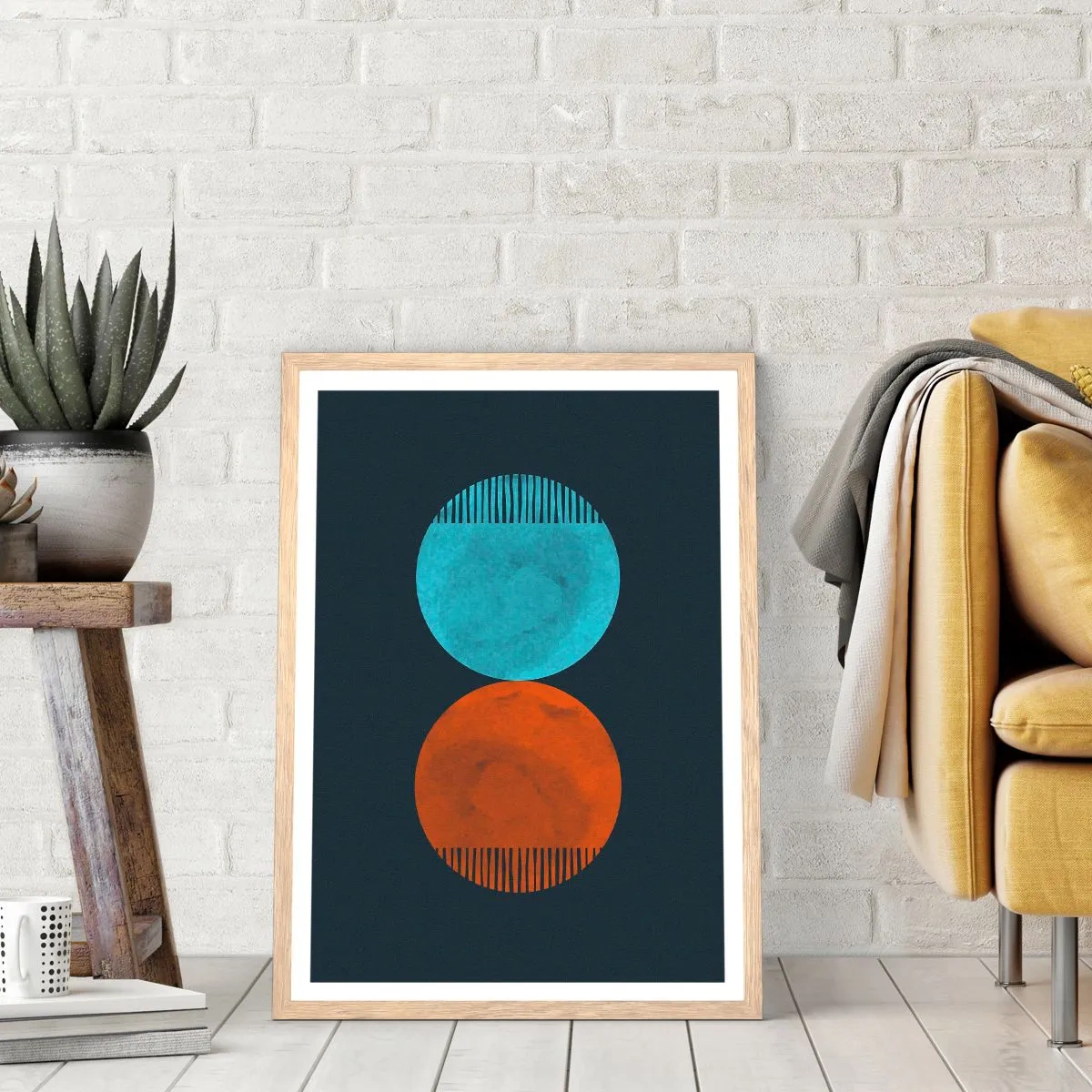 Een poster in een licht eiken lijst - Alleen geometrie? - 50x70 cm