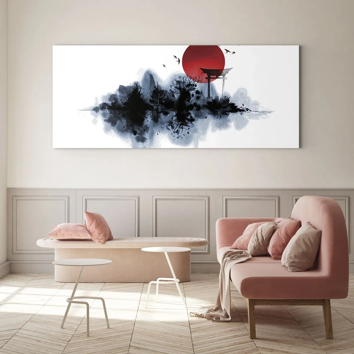 Schilderen op glas - Japanse weergave - 120x50 cm