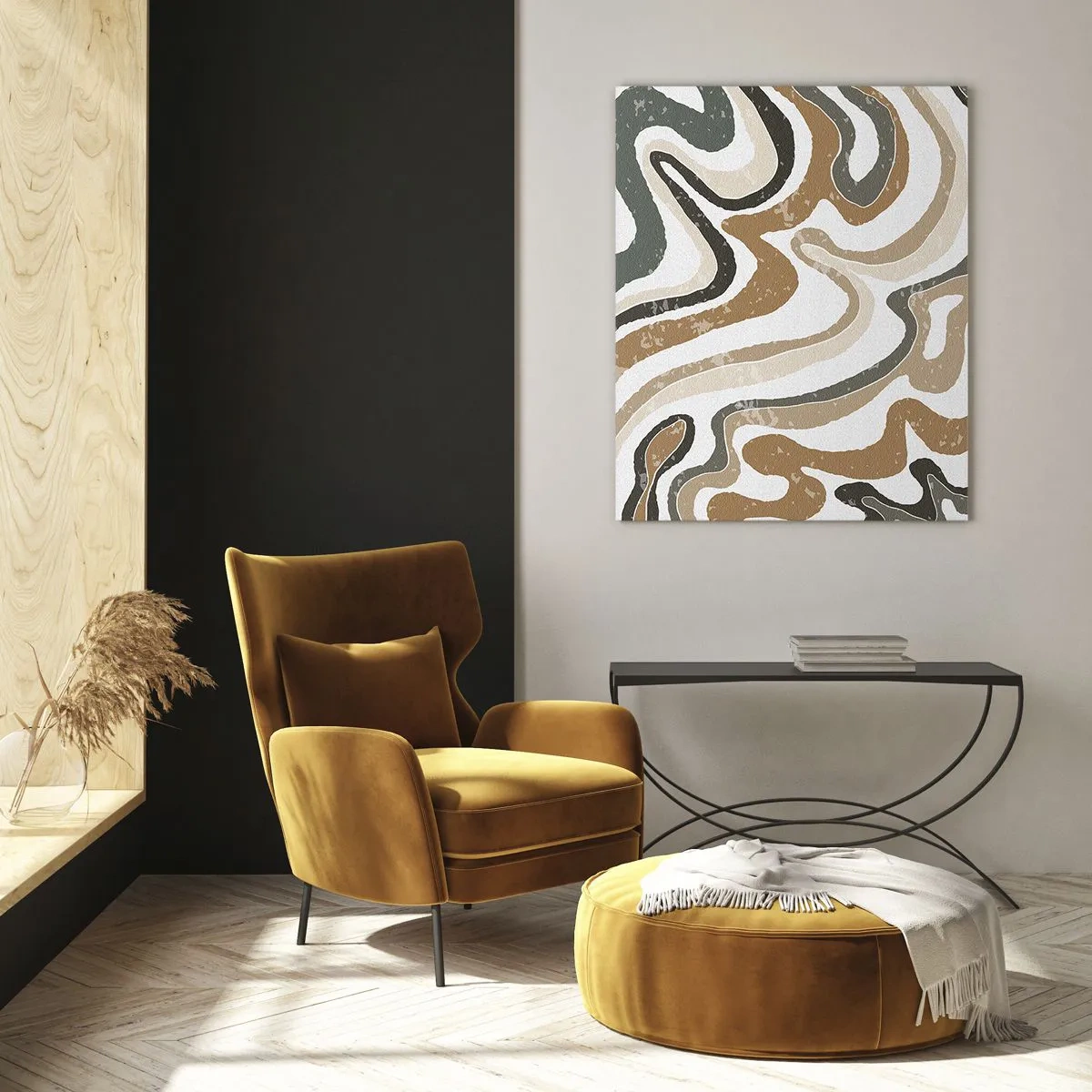 Schilderen op glas - Meanders van aardekleuren - 50x70 cm