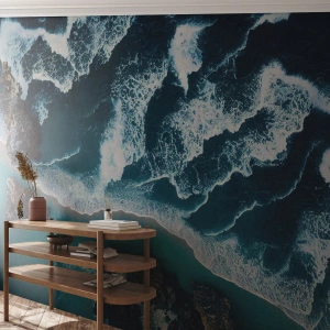 Fotobehang Premium Canvas - In golven gewikkeld - klif, Zee, Natuur - 200x140 cm