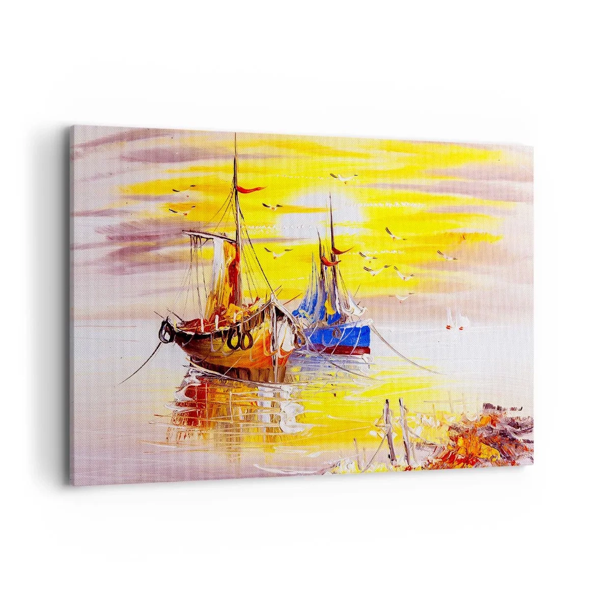 Schilderen op canvas - Een welverdiende rust in de haven - 120x80 cm