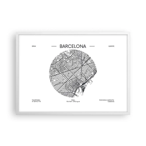 Poster in een witte lijst - Anatomie van Barcelona - 70x50 cm