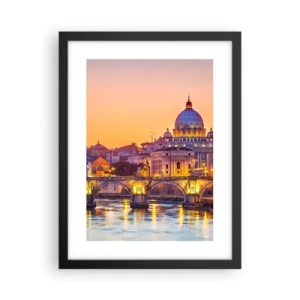 Poster in een zwarte lijst - Zonsondergang boven de Eeuwige Stad - 30x40 cm