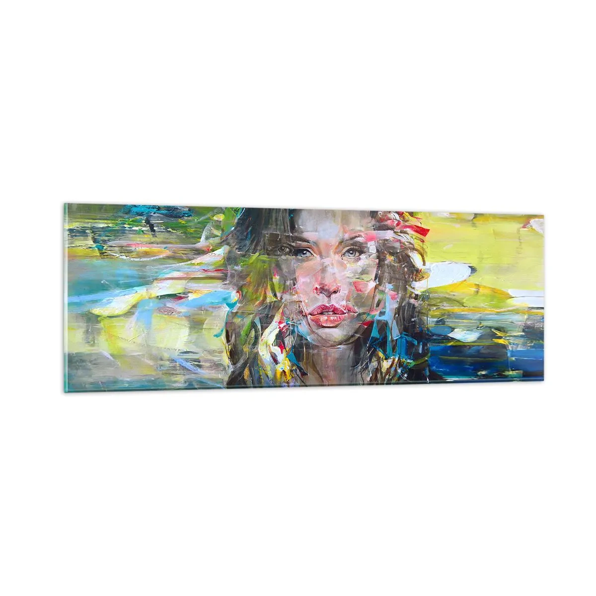 Schilderen op glas - Achter de lucht een gordijn - 90x30 cm