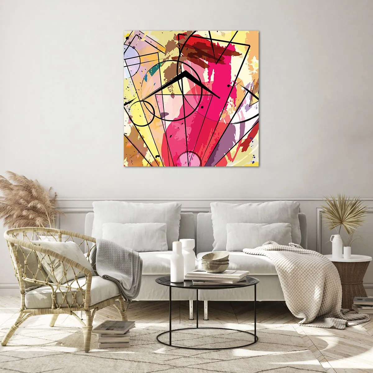 Schilderen op glas - Explosie - 70x70 cm