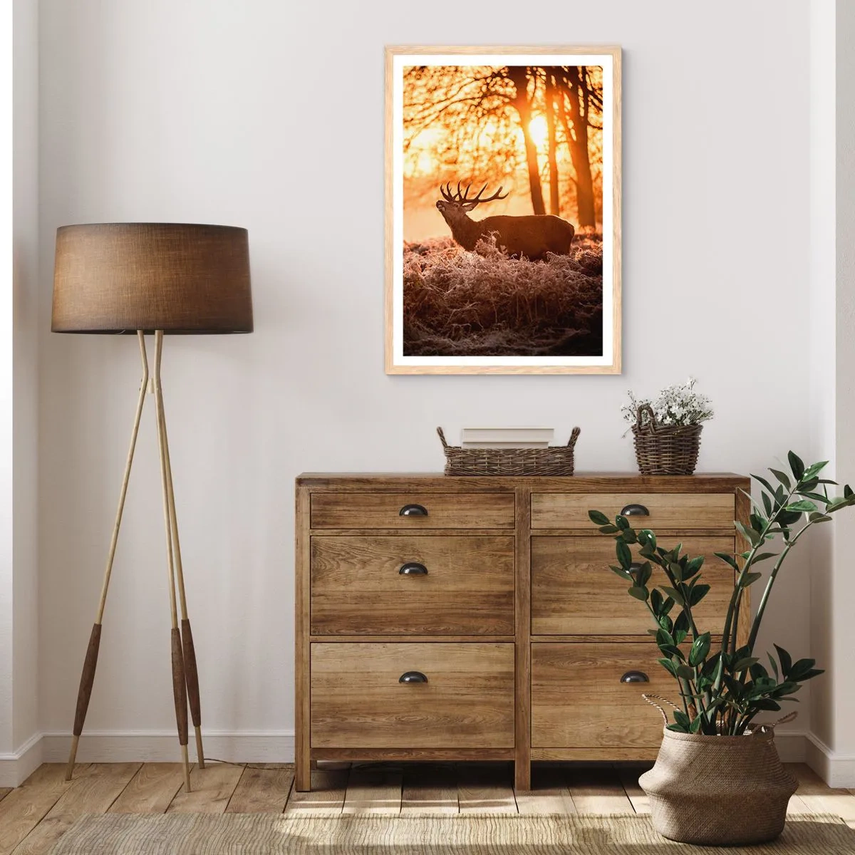 Een poster in een licht eiken lijst - De droom van een jager - 70x100 cm