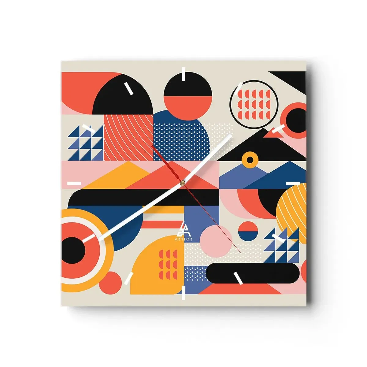 Wandklok - Klok - Compositie: speel rond - 40x40 cm