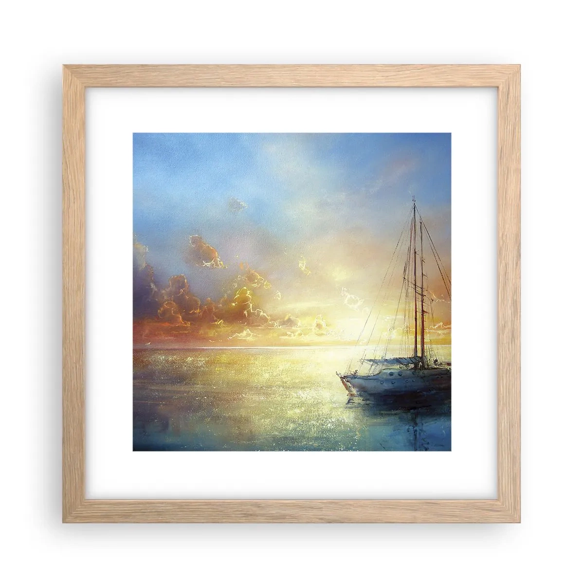 Een poster in een licht eiken lijst - In een gouden baai - 30x30 cm
