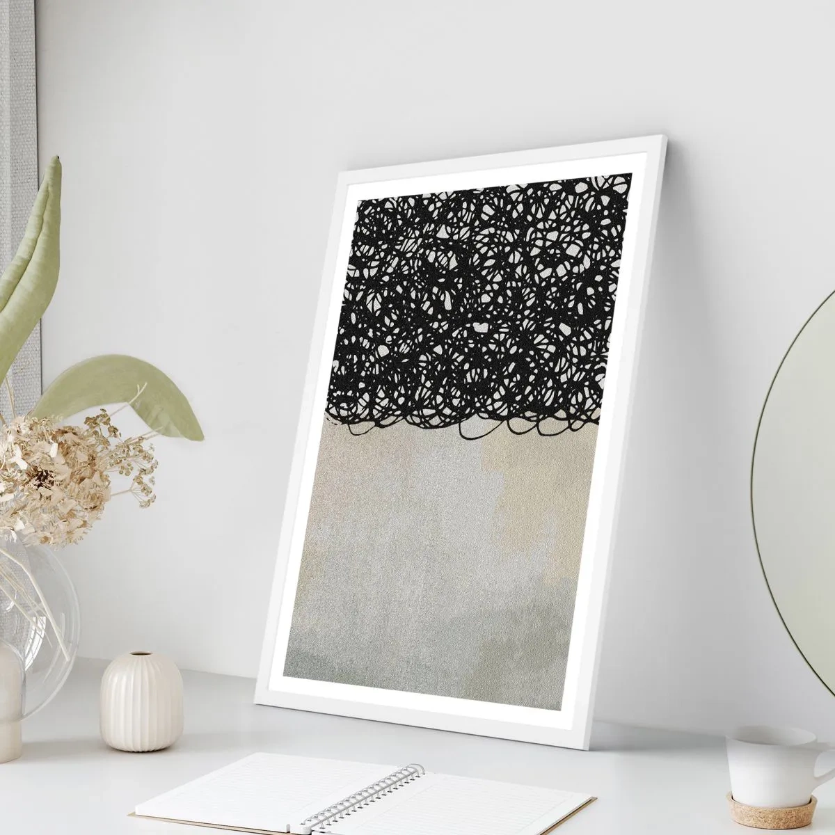 Poster in een witte lijst - Turbulente abstractie - 40x50 cm