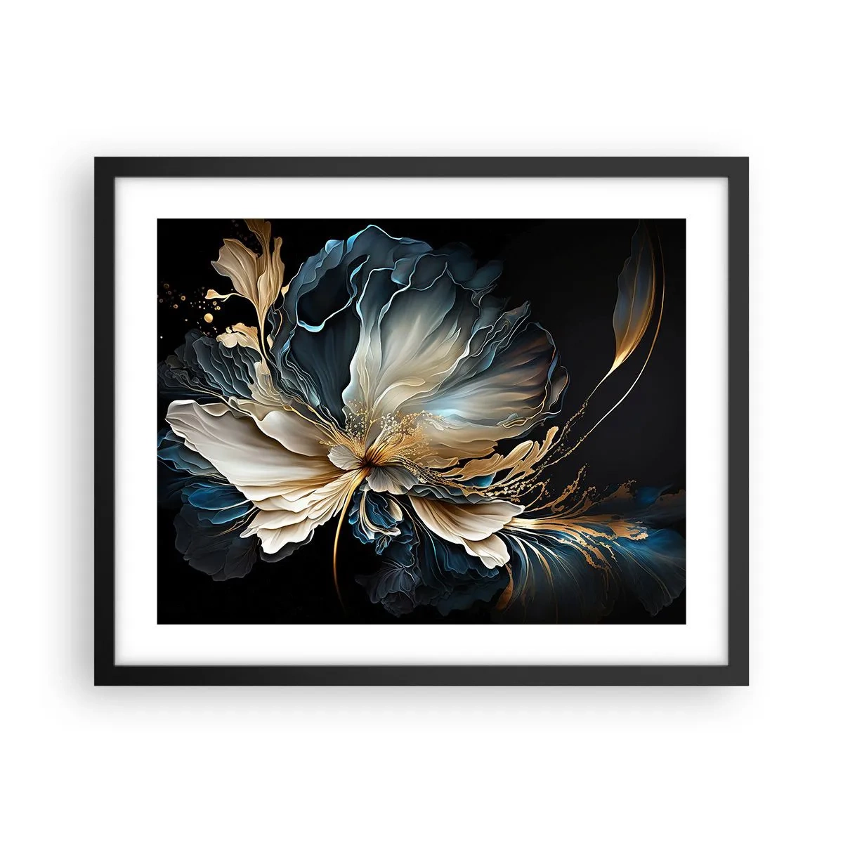 Poster in een zwarte lijst - Sprookjesachtige varenbloem - 50x40 cm