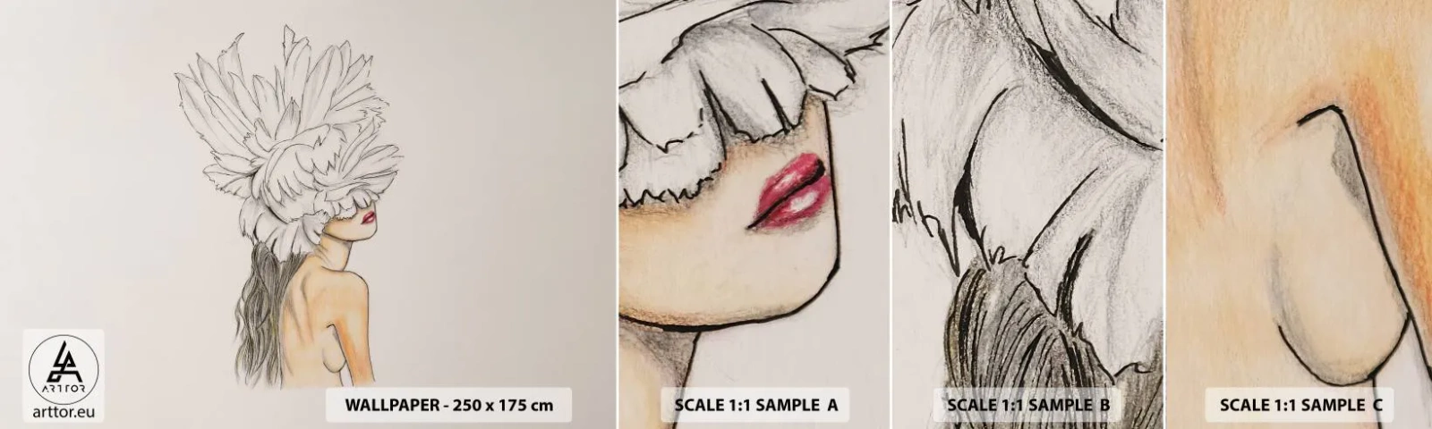 Fotobehang Staaltje Standard Eco - gekroonde schoonheid - Abstractie, Vrouw, Lichaam - 100x30 cm