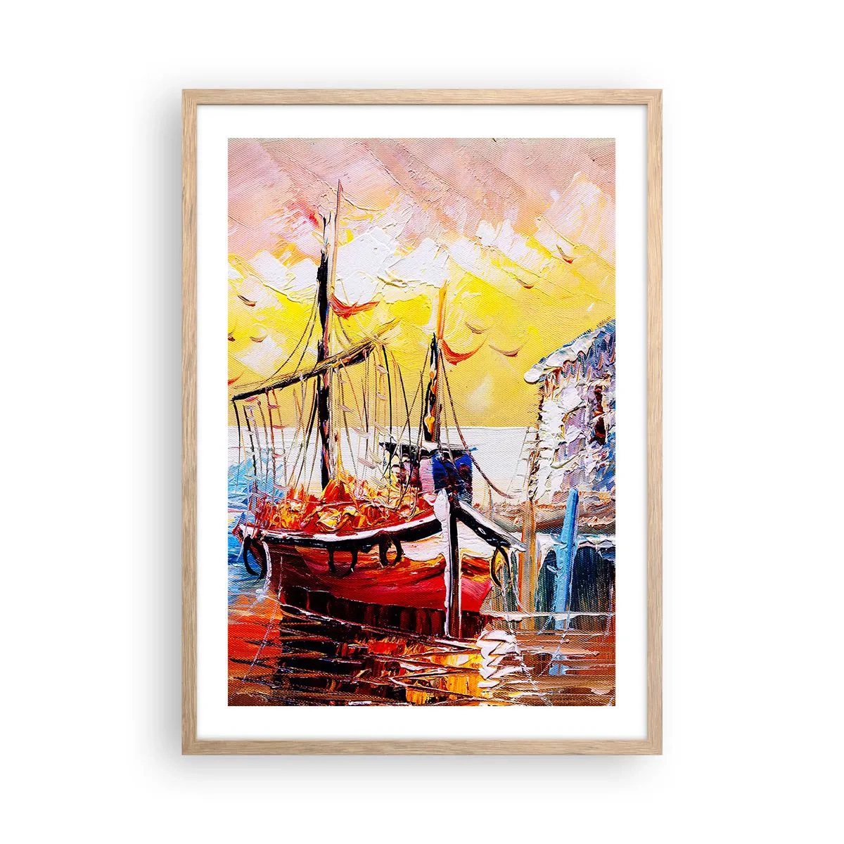 Een poster in een licht eiken lijst - Gelukkige terugkeer - 50x70 cm