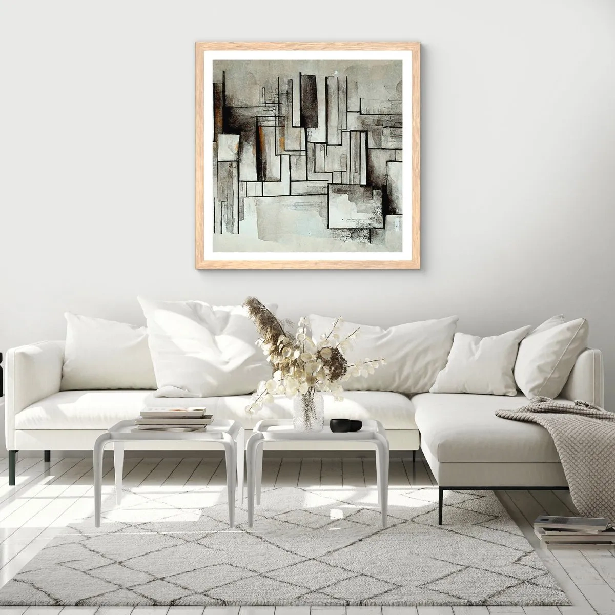 Een poster in een licht eiken lijst - De kracht van eenvoud - 60x60 cm