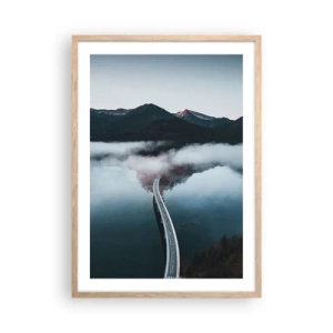 Een poster in een licht eiken lijst - Over water zo glad als een spiegel - 50x70 cm