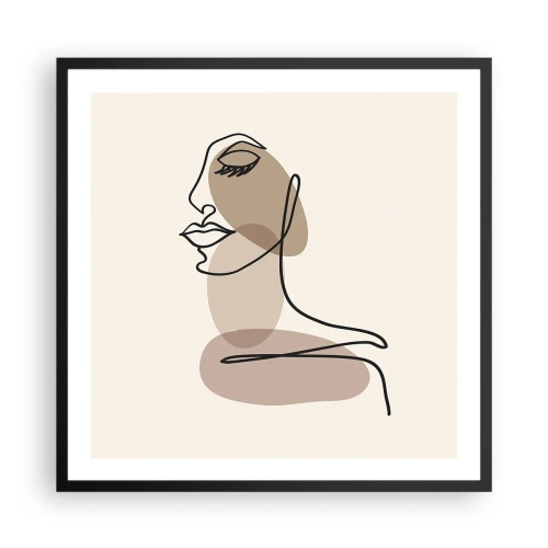 Poster in een zwarte lijst - Luisteren naar zichzelf - 60x60 cm