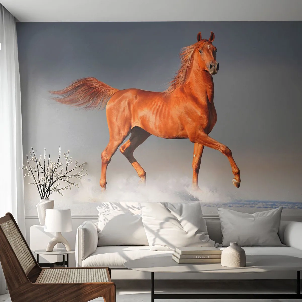 Zelfklevend Fotobehang Deluxe Sticker - Dansende elegantie - Dieren, Paard, Natuur - 250x175 cm