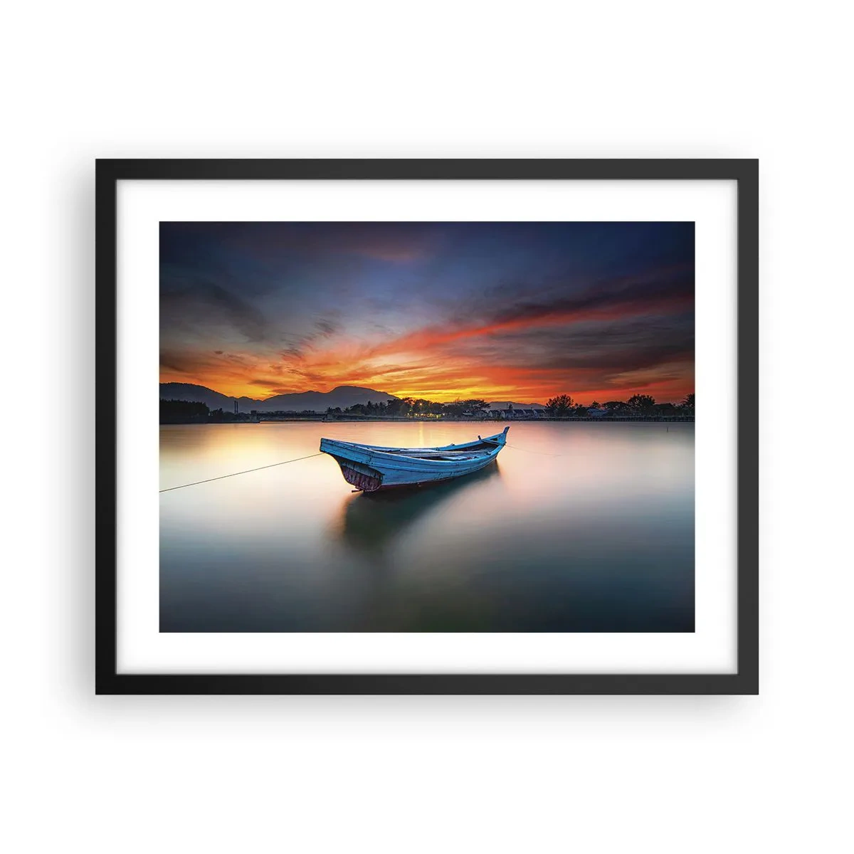 Poster in een zwarte lijst - Een goede nacht komt eraan - 50x40 cm