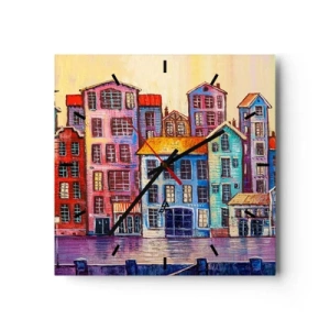 Wandklok - Klok - Een stad als uit een sprookje - 30x30 cm