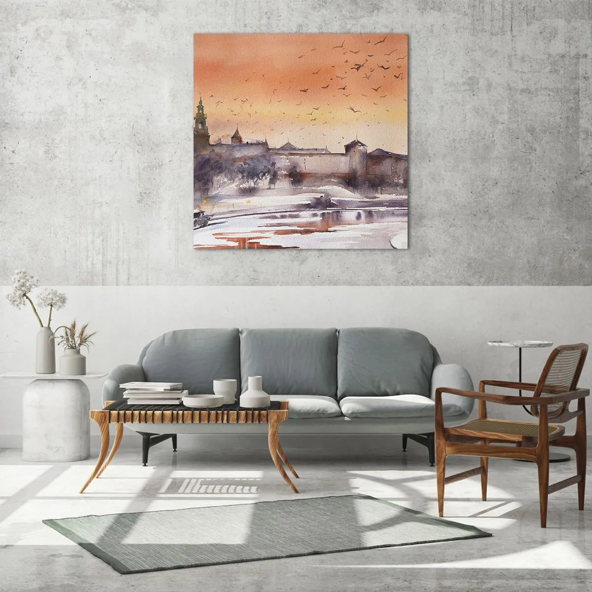 Schilderen op glas - Koninklijke zonsondergang - 50x50 cm