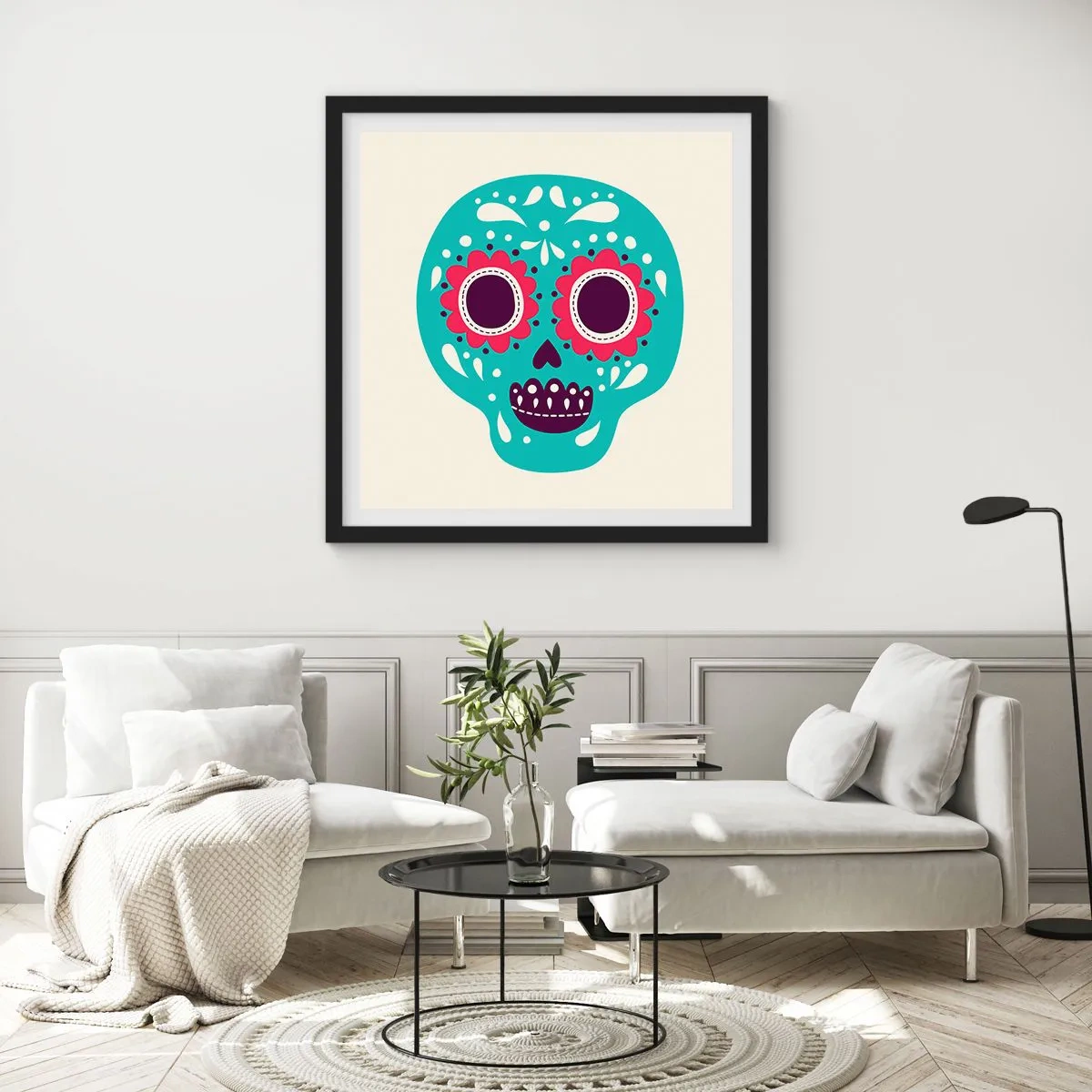 Poster in een zwarte lijst - Leven – plezier tot de dood - 40x40 cm