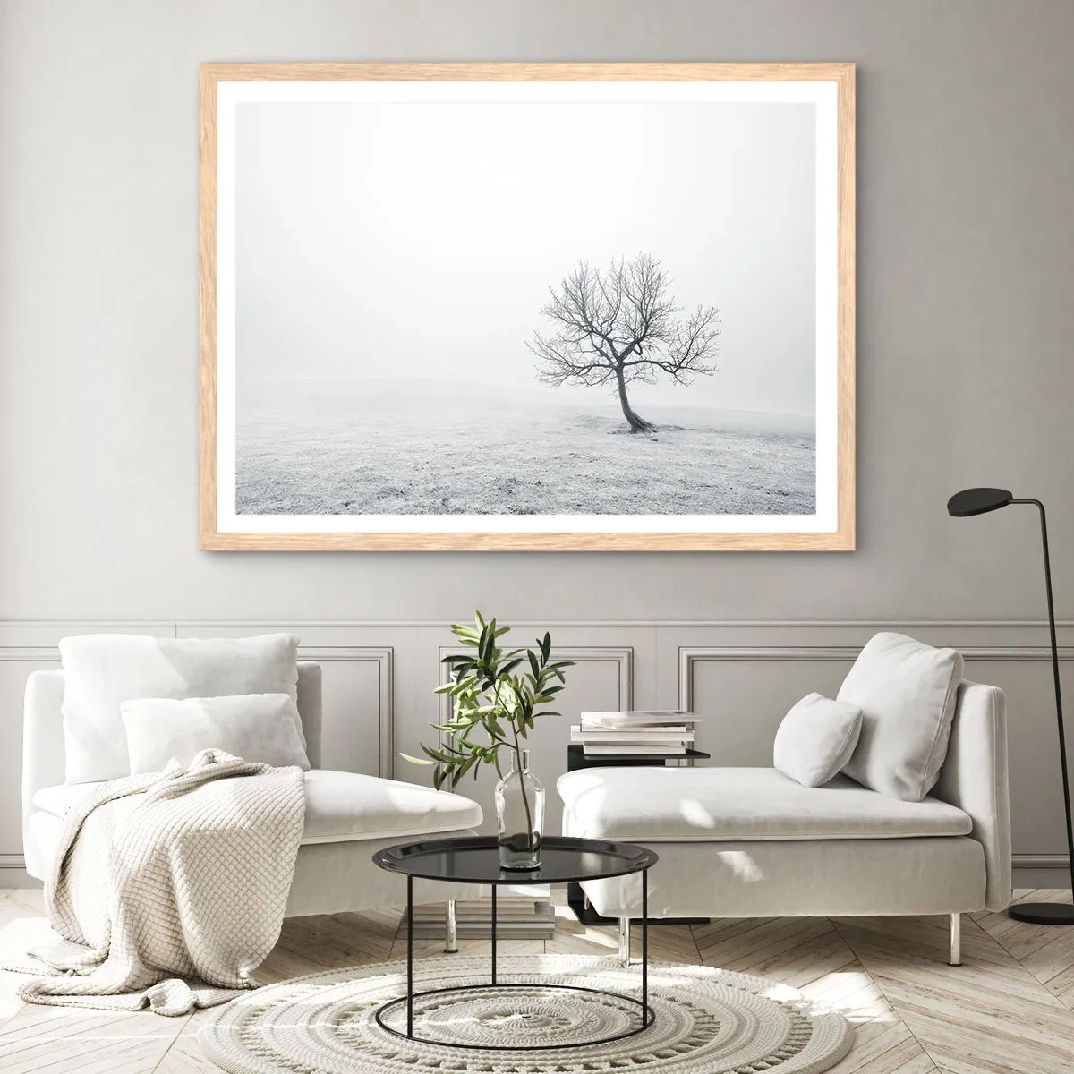 Een poster in een licht eiken lijst - Tegen het niets - 91x61 cm