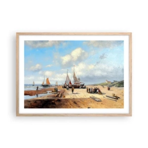 Een poster in een licht eiken lijst - Na een geslaagde vangst - 70x50 cm