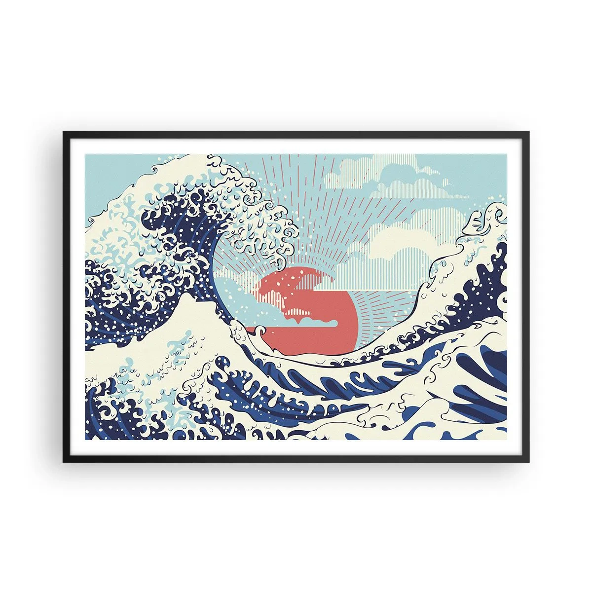 Poster in een zwarte lijst - Van Japanse inspiratie - 100x70 cm