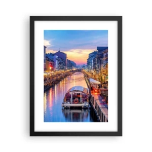 Poster in een zwarte lijst - Een avond vol licht en plezier - 30x40 cm