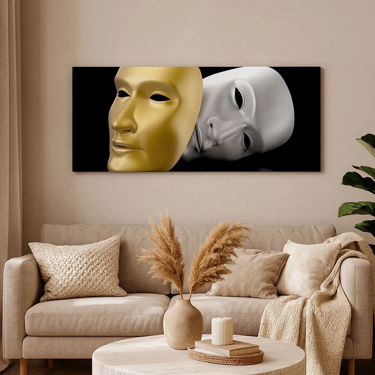 Schilderen op canvas - Het leven is theater - 100x40 cm