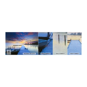 Fotobehang Monster Premium Sand - Violet-gouden kalmte - Landschap, Meer, Boot - 100x30 cm