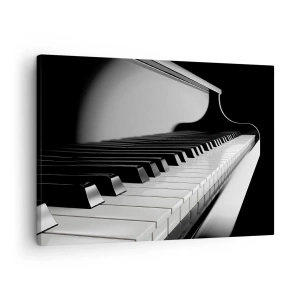 Schilderen op canvas - Pianotoetsen in een elegante zwart-witfoto - 70x50cm - Harmonie van vormen en kleuren - Moderne wanddecoratie voor woonkamer en slaapkamer ARTTOR