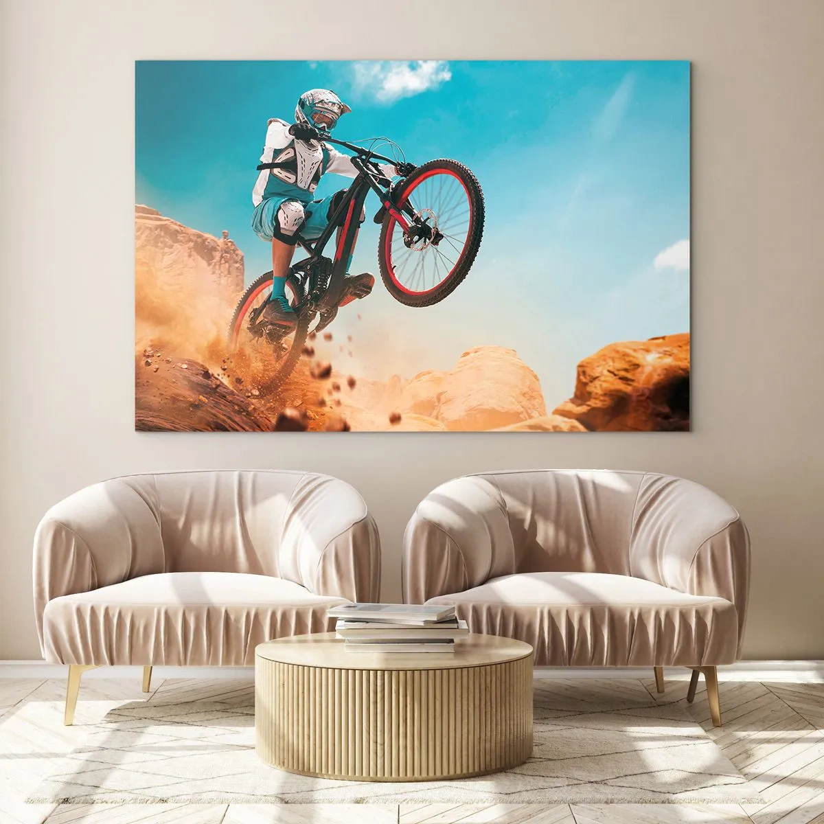 Schilderen op glas - Fiets waanzin demon - 120x80 cm