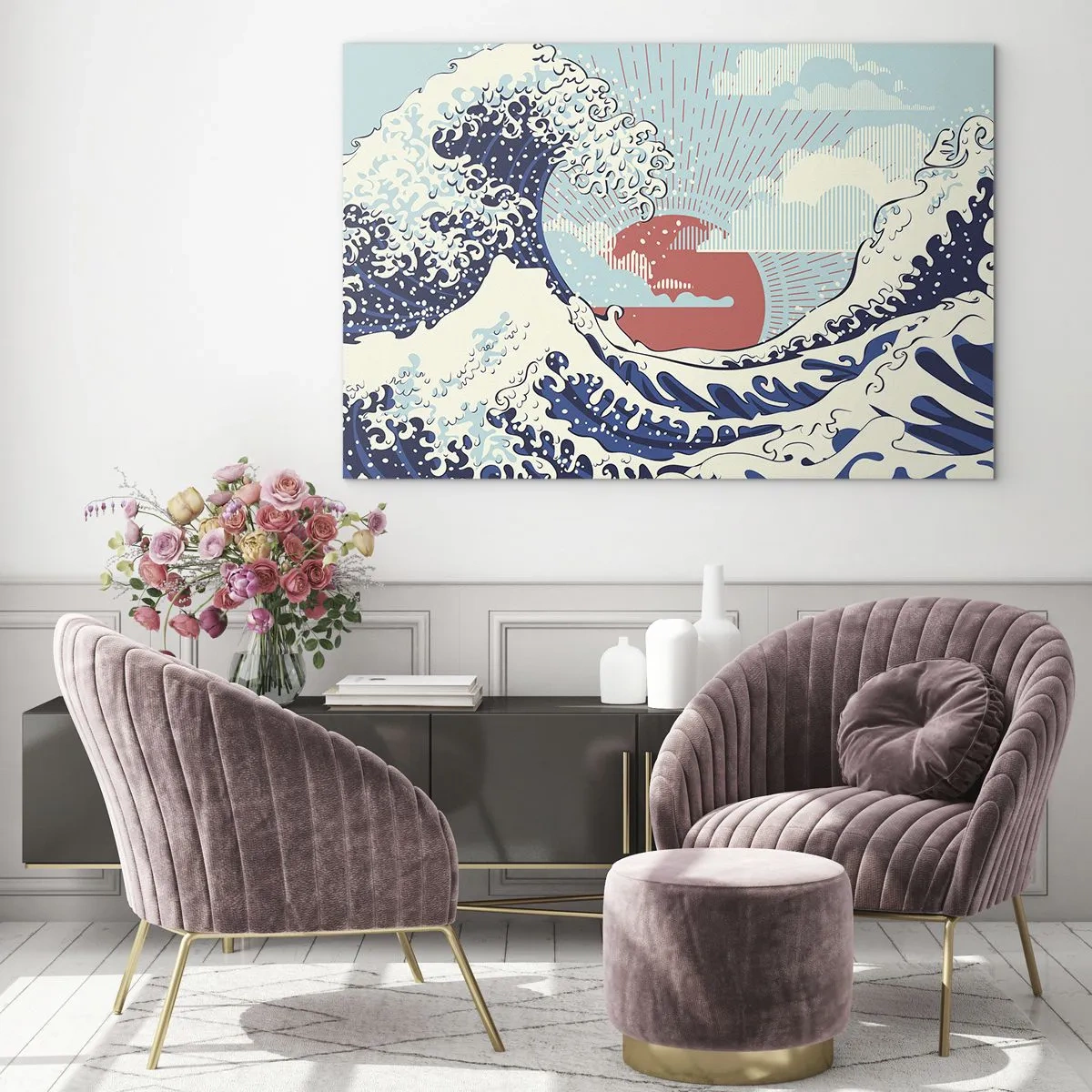 Schilderen op glas - Van Japanse inspiratie - 100x70 cm