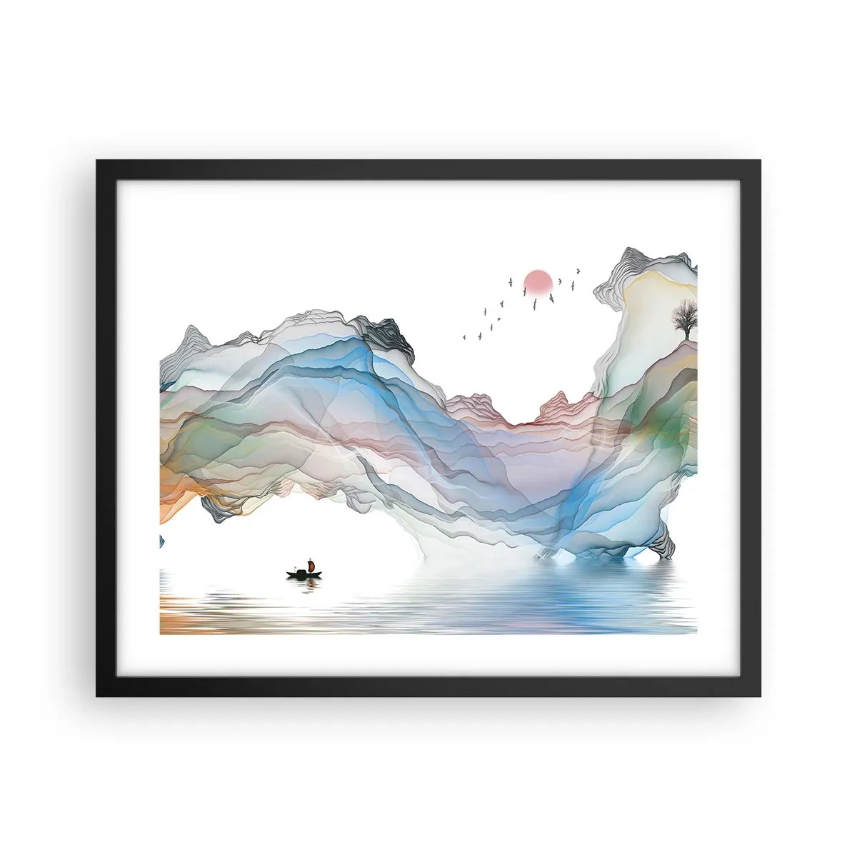 Poster in een zwarte lijst - Op weg naar de kristallen bergen - 50x40 cm