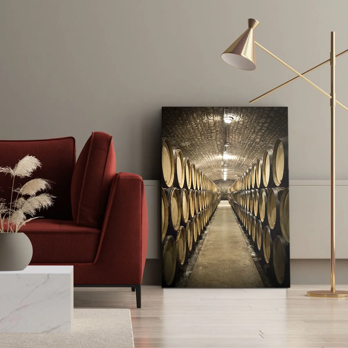 Schilderen op canvas - In een bakstenen kelder - 50x70 cm