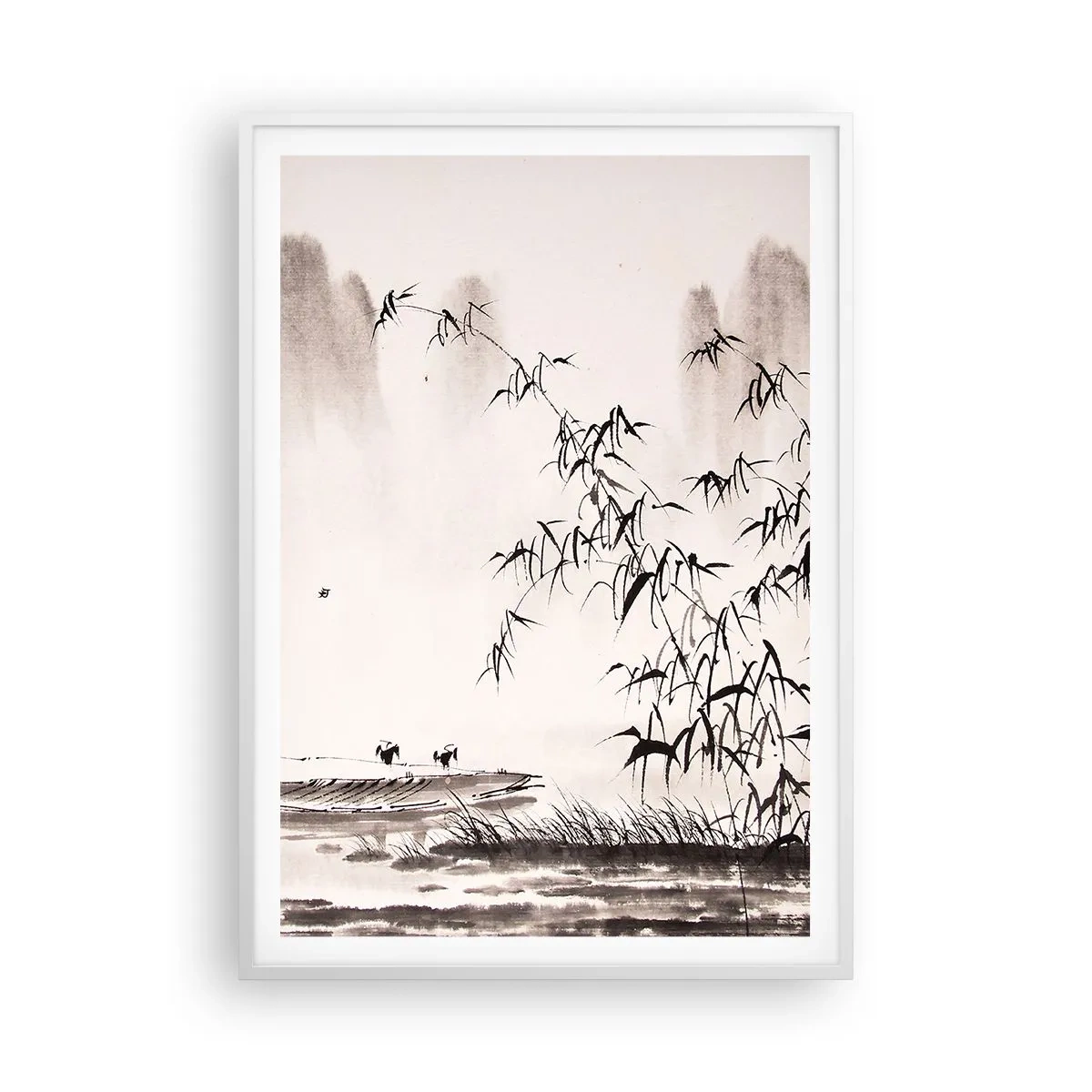 Poster in een witte lijst - De stilte van de rijstvelden - 70x100 cm