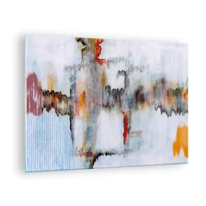 Schilderen op glas - Abstracte compositie met energieke kleuren - 70x50cm - Een stok op het water - Moderne wanddecoratie voor woonkamer en slaapkamer ARTTOR