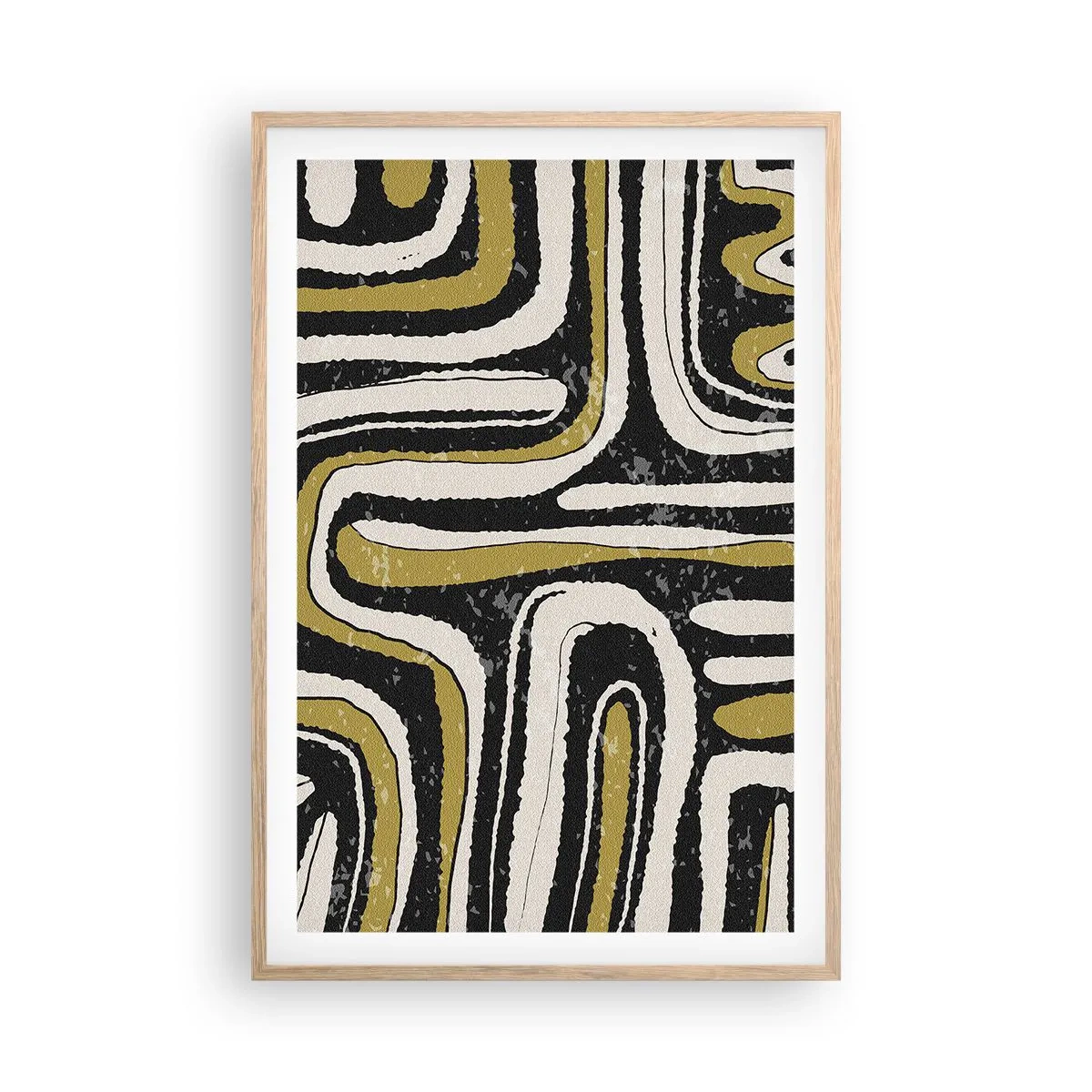 Een poster in een licht eiken lijst - Compositie: wegen en steegjes - 61x91 cm