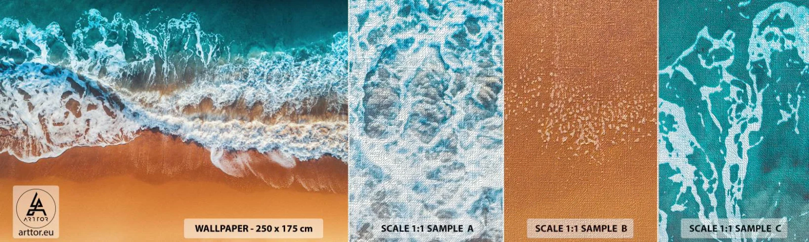 Fotobehang Monster Premium Canvas - Altijd hand in hand - Landschap, Zee, Strand - 100x30 cm