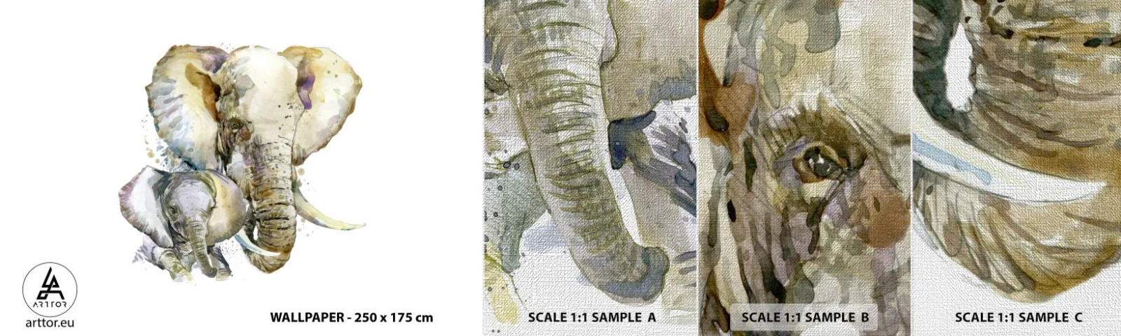 Fotobehang Monster Premium Canvas - Er gaat niets boven mama - Dieren, Olifant, Grafisch - 100x30 cm