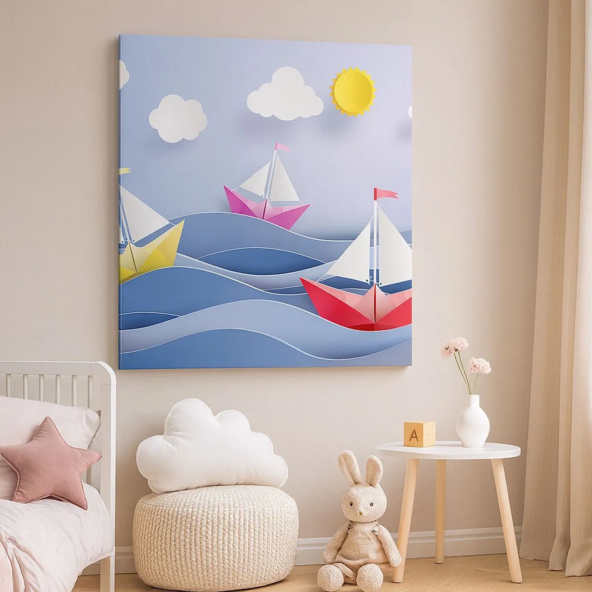 Schilderen op canvas - Ah, wat is het heerlijk om in de golven te schommelen - 30x30 cm