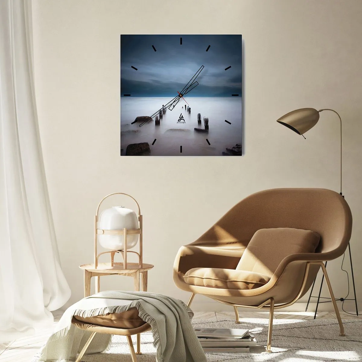 Wandklok - Klok - Peinzend meer - 40x40 cm