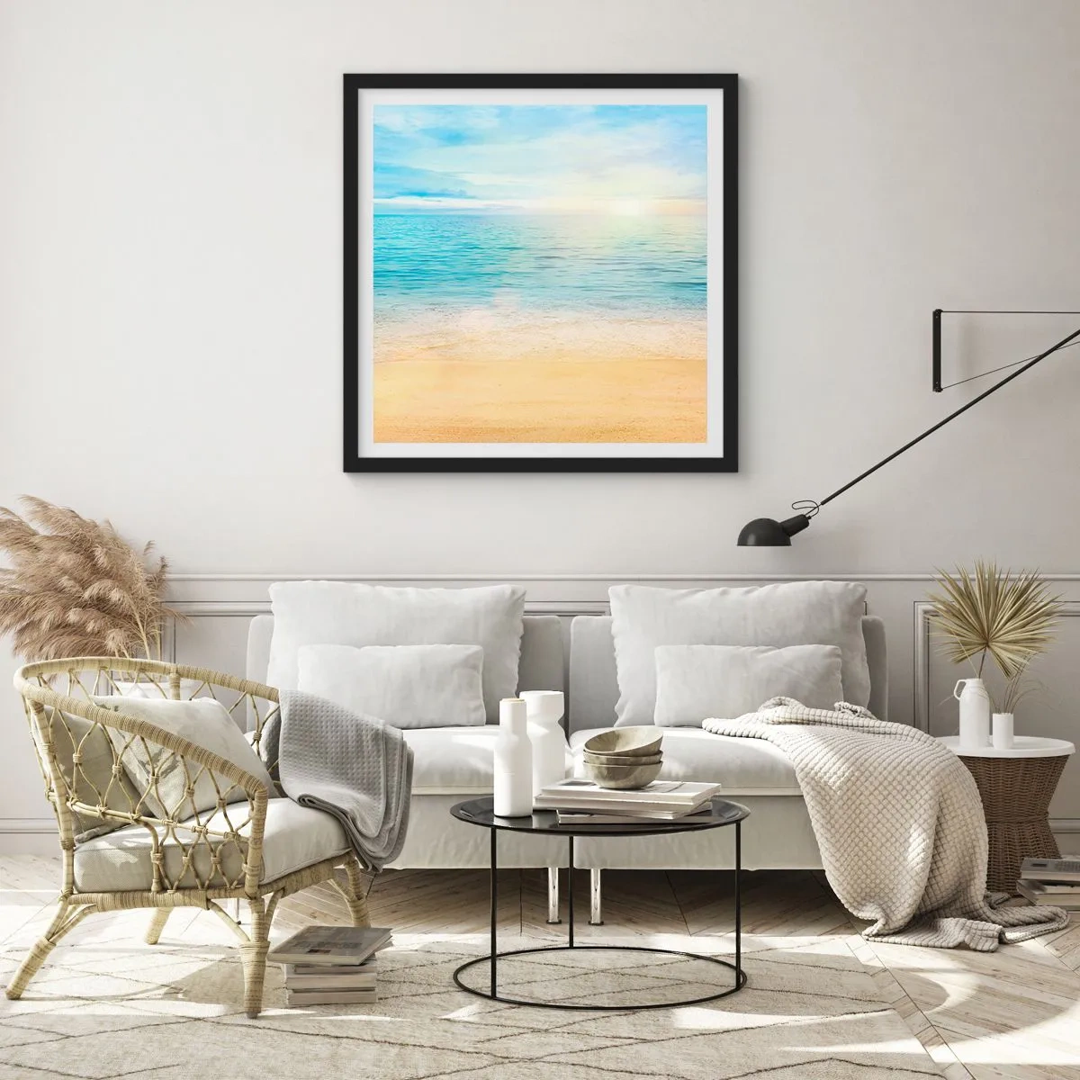 Poster in een zwarte lijst - Groot blauw - 60x60 cm