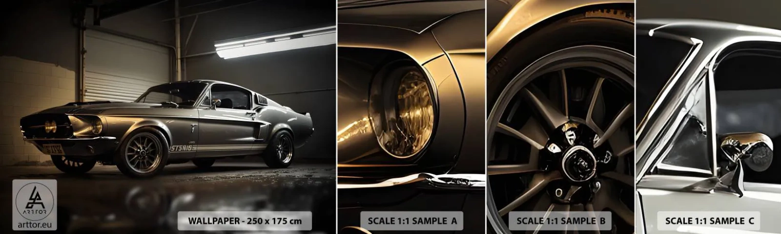 Fotobehang Staaltje Standard Eco - Terug naar het verleden - Sportwagen, Retro, Klassiek - 100x30 cm