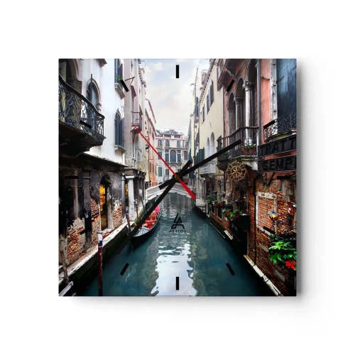 Wandklok - Klok - Venetiaans landschap met een gondel en een brug - 30x30 cm